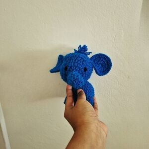 Handmade Blue Crochet Elephant Toy